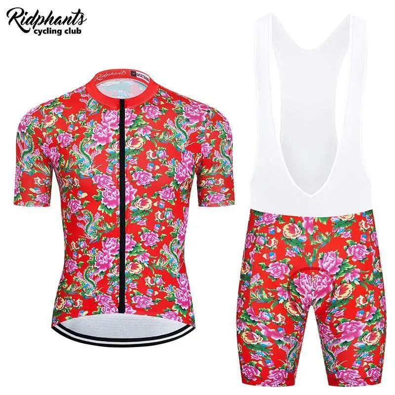 

Summer Cycling Suits Short Sleeves Breathable Quick Drying Men Women Northeast Big Flower Road Cycling Clothes
