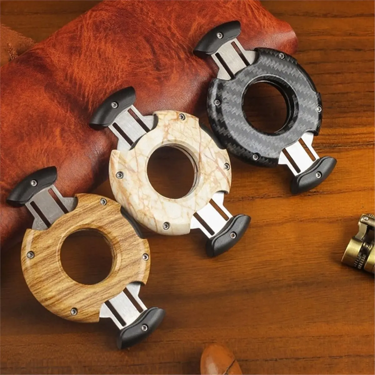 Round Cigar Cutter - Portable Cigar Accessory - Cigar Tool - Gift for Men,Guillotine Cigar Cutter A