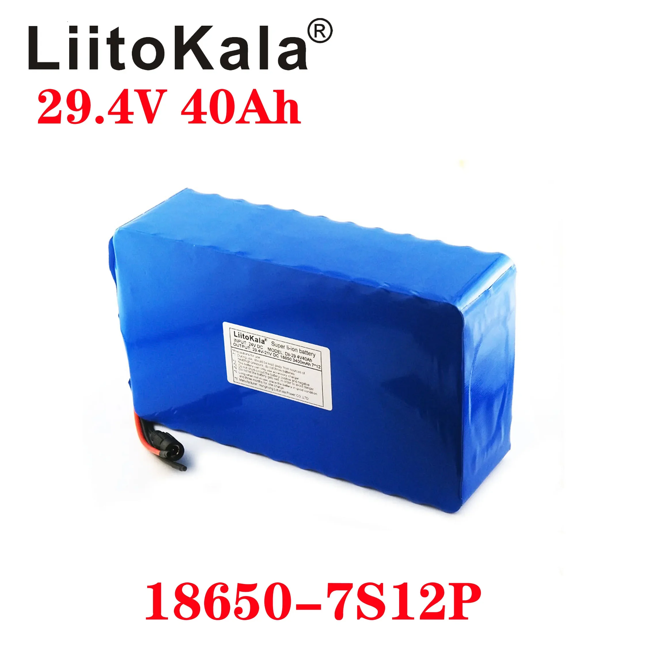 

LiitoKala 29.4V 40AH 7S12P Electric Bicycle Lithium Battery 700W 24V Bike Use 18650 3400mah Cell With 15A BMS