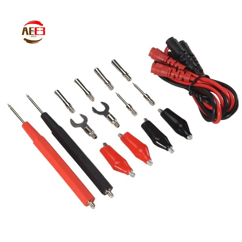 AEE3-16Pcs Multimeter Test Probe Test Leads Kit Replace Test Wires Probes For Digital Multimeter Crocodile Clips U Type Probe