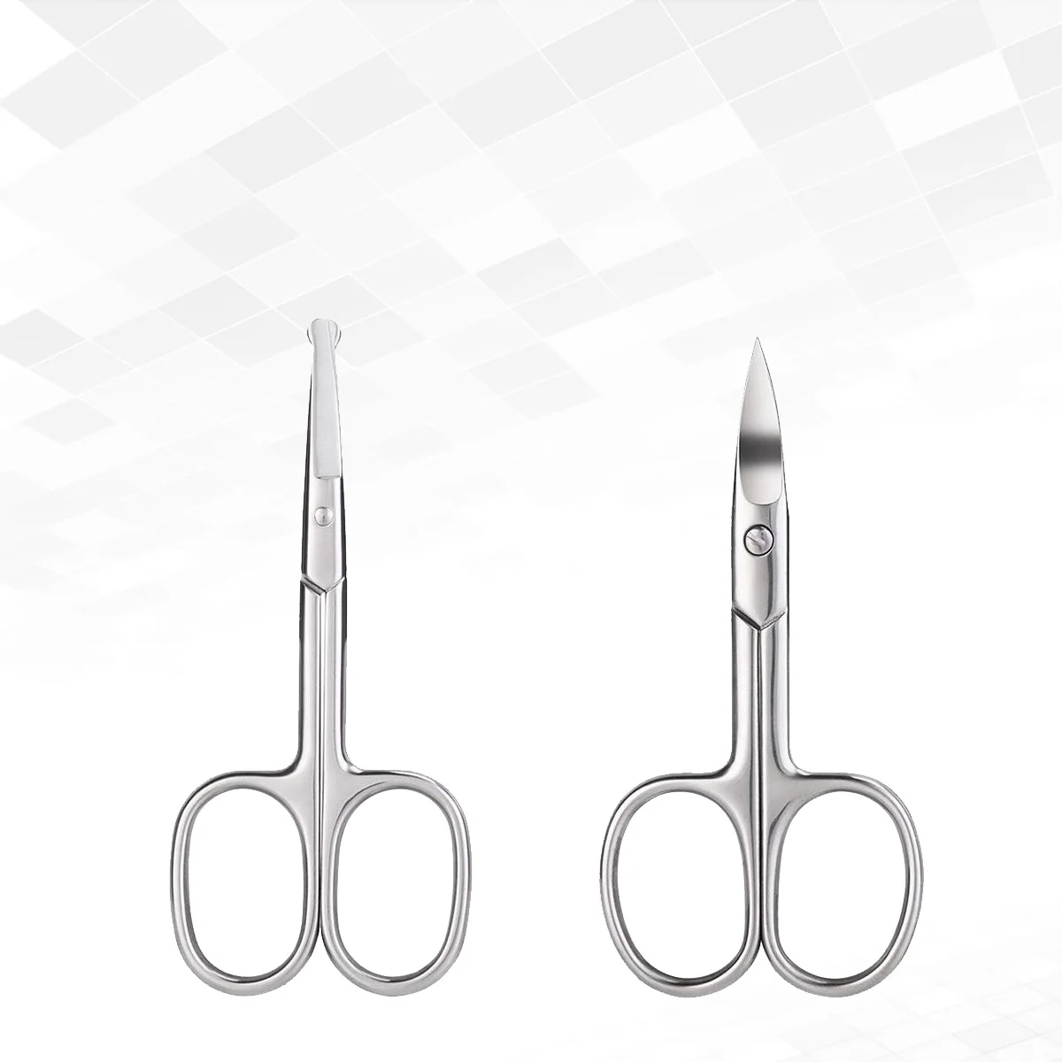 

2Pcs Nose Hair Scissors Stainless Steel Safe Smooth Edge Precise Blades Eyebrow Scissors Vibrissa Trimmer Portable