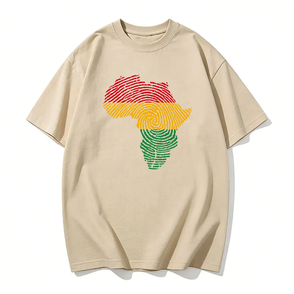 Africa Fingerprint Shirt African Pride Tee with Red Yellow Green Map Design T Shirt Black History Month Ethnic Print Tees