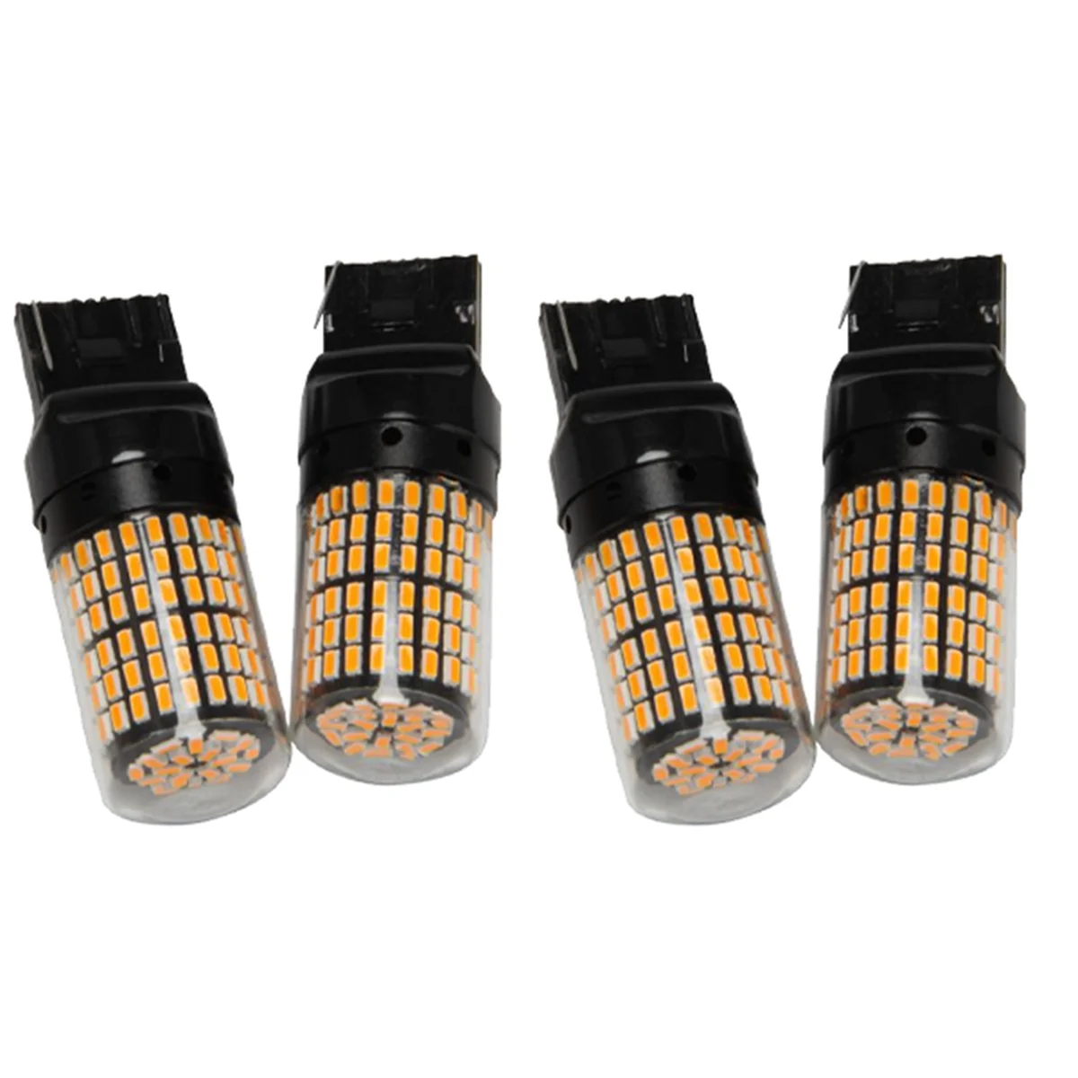 4Pcs 144-Smd Reverse Light Turn Signal Light Error Free No Flash T20 7440 Led Bulbs,Black Shell (Yellow Light)