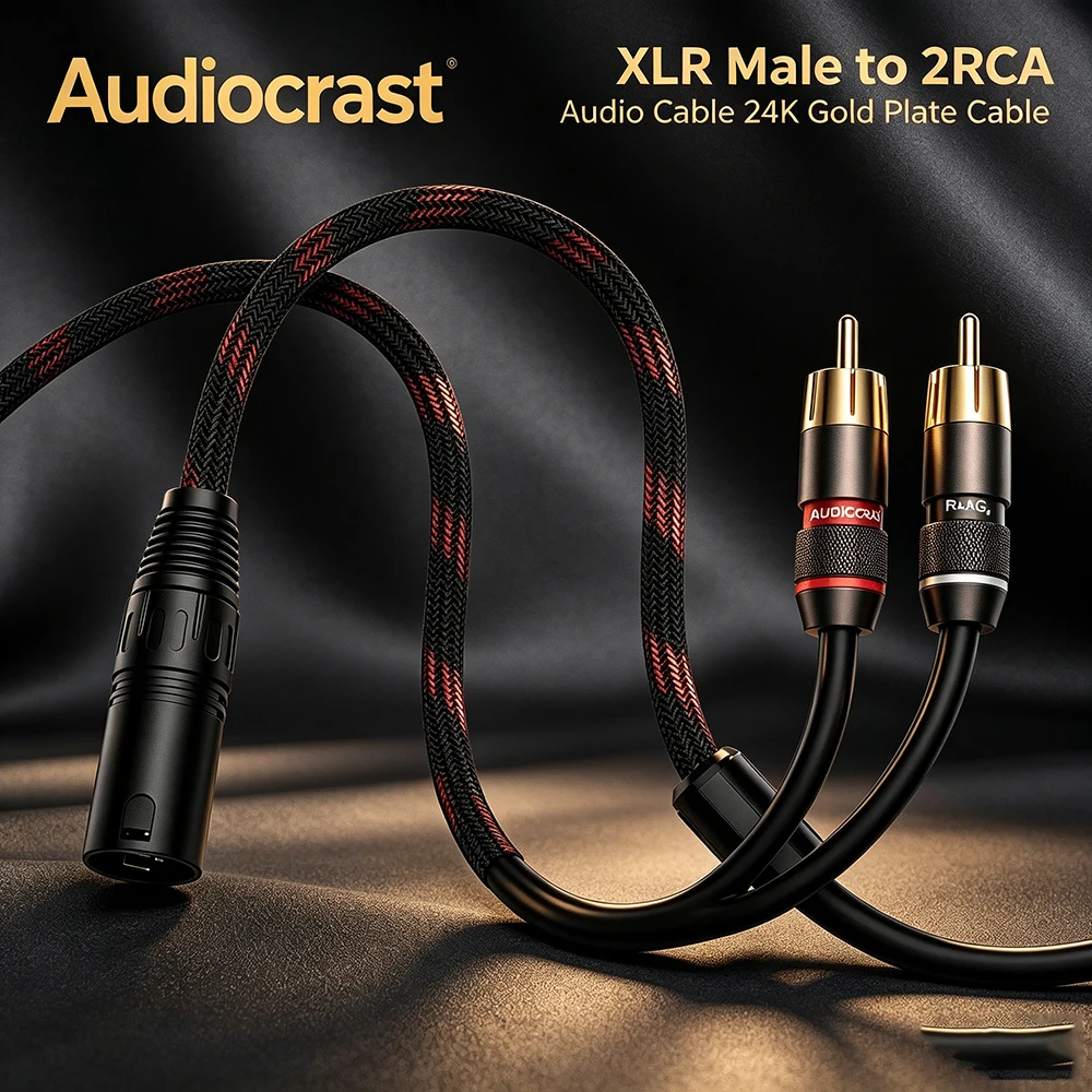 

High Purity 6N OFC XLR to Dual RCA Converter Cable, Hi-End HiFi Audio Connection Cord for Theater Studio Gear