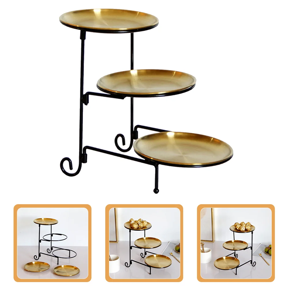 

Three Tier Fruit Bowl -tier Dessert Tray Snack Household Serving Wedding Food Utility Plate Stainless Steel Dish