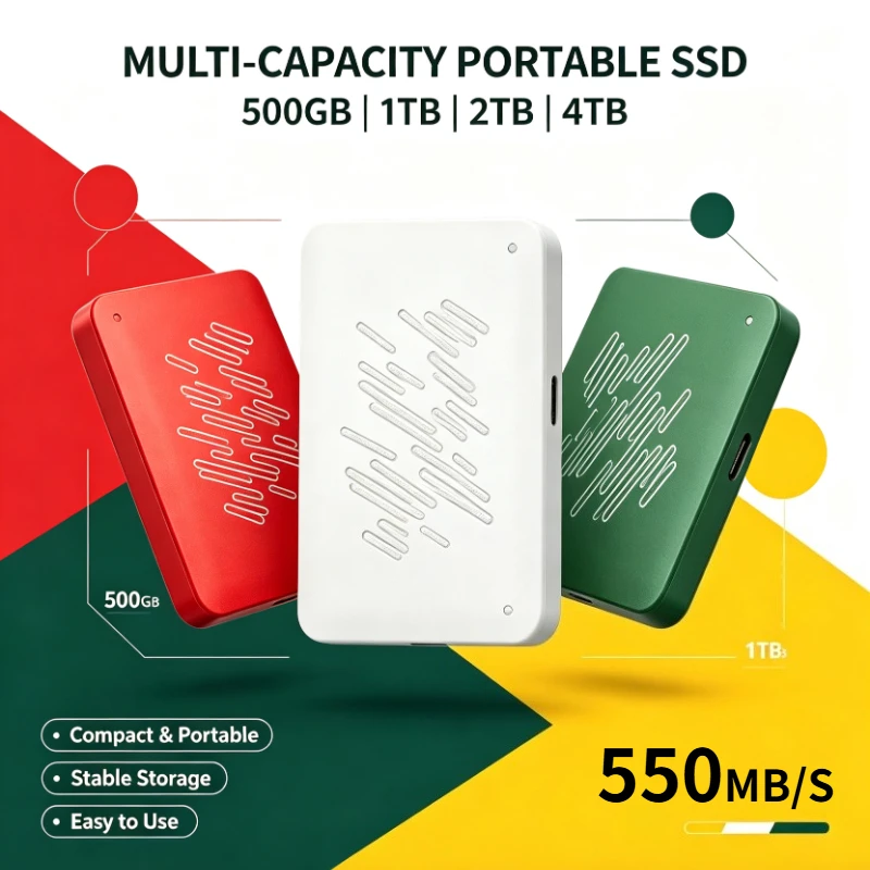 2026 NEW Portable USB3.0 SSD A3 Series External Hard Drive 500GB 1TB 2TB 4TB Solid State Disk For Gaming Console & Office Gift