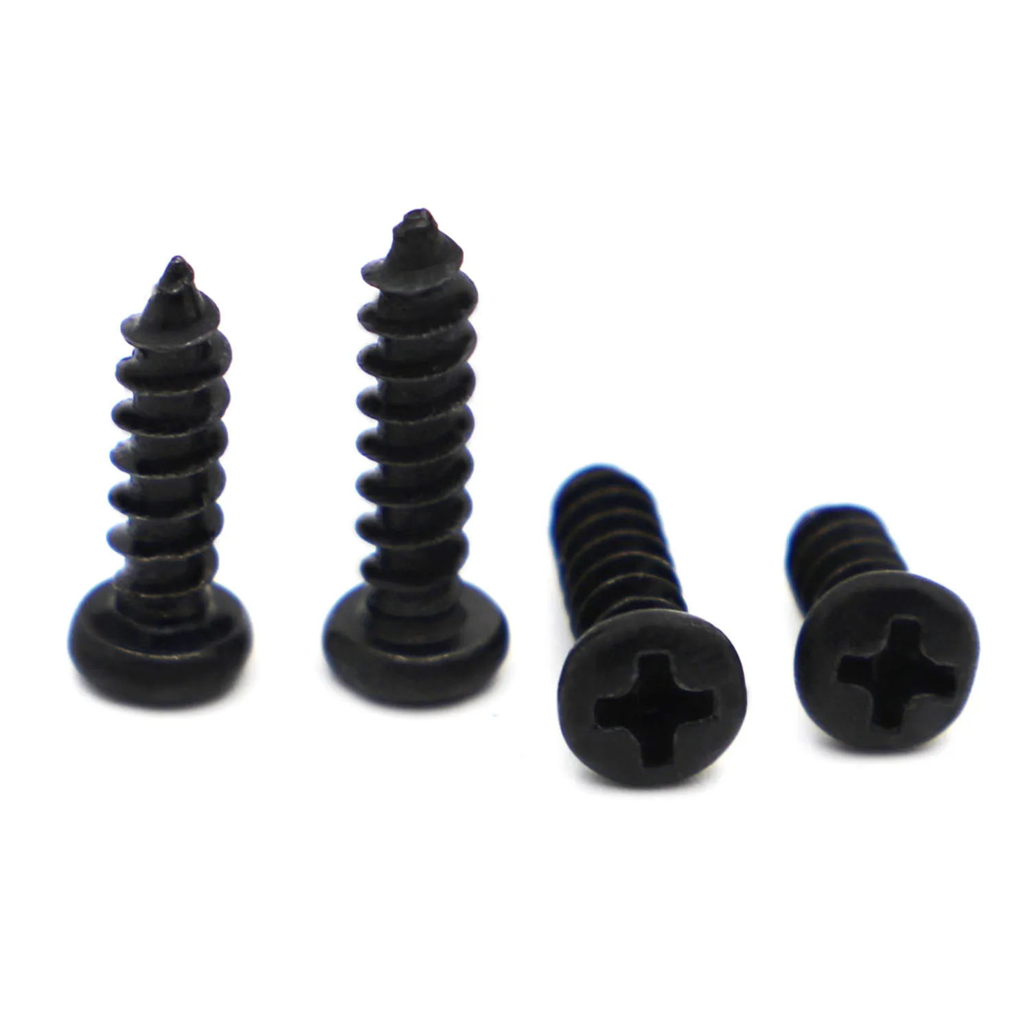 

M1 M1.2 M1.4 M1.7 M2 M2.3 M2.6 M3 M3.5 M4 Black Steel Mini Small Micro Cross Phillips Round Pan Head Self Tapping Wood Screw