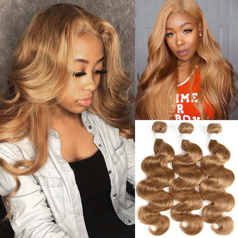 Body Wave Human Hair Bundles Honey Blonde Colored Human Hair Weave Bundles Brazilian Remy Hair Bundle Deals 1 PC KEMY HAIR