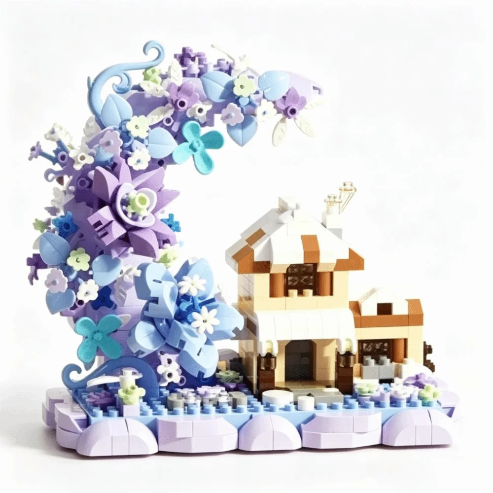 Mini Size Building Blocks Four Seasons Educational Greenhouse Blocks Forest Bricks Creative Windmill Tree House Blocks