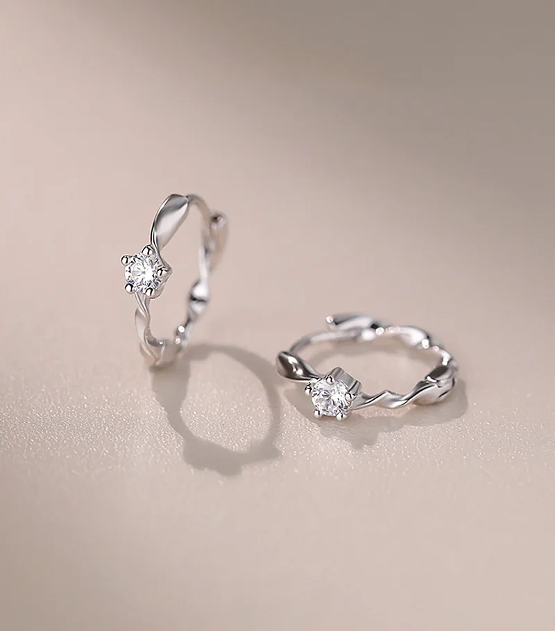 Möbius-Streifen aus 925er-Sterlingsilber, Zirkon, gewellt, gedrehte Ohrringe, luxuriöse Damen-Verlobungszubehör, Schmuck, verhindert Allergien – Detail 7