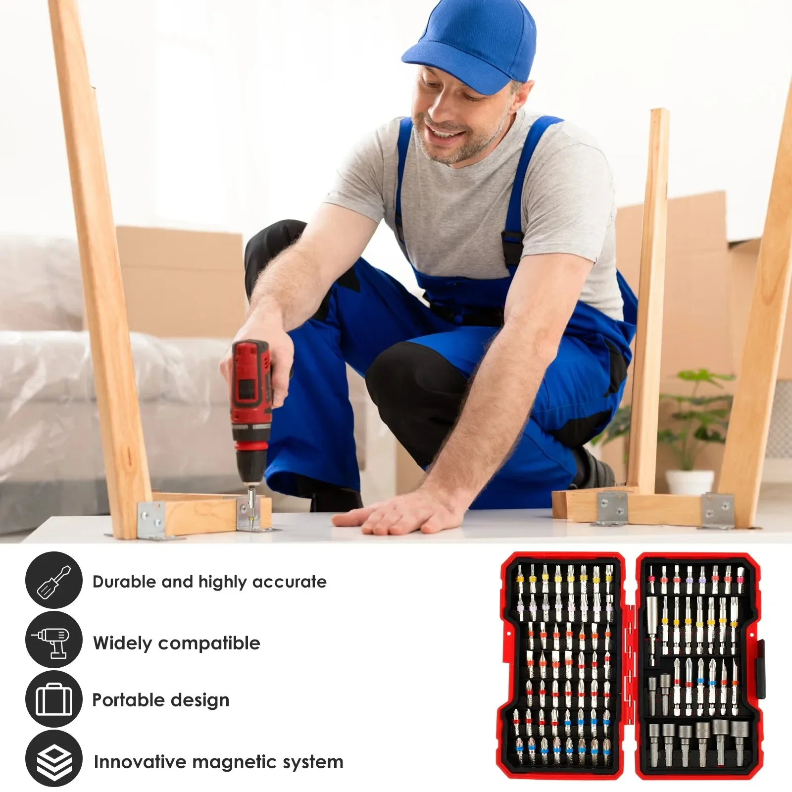 83Pcs Screwdriver Bit Set Magnetic Security Bits Colorful Case Electric Kit