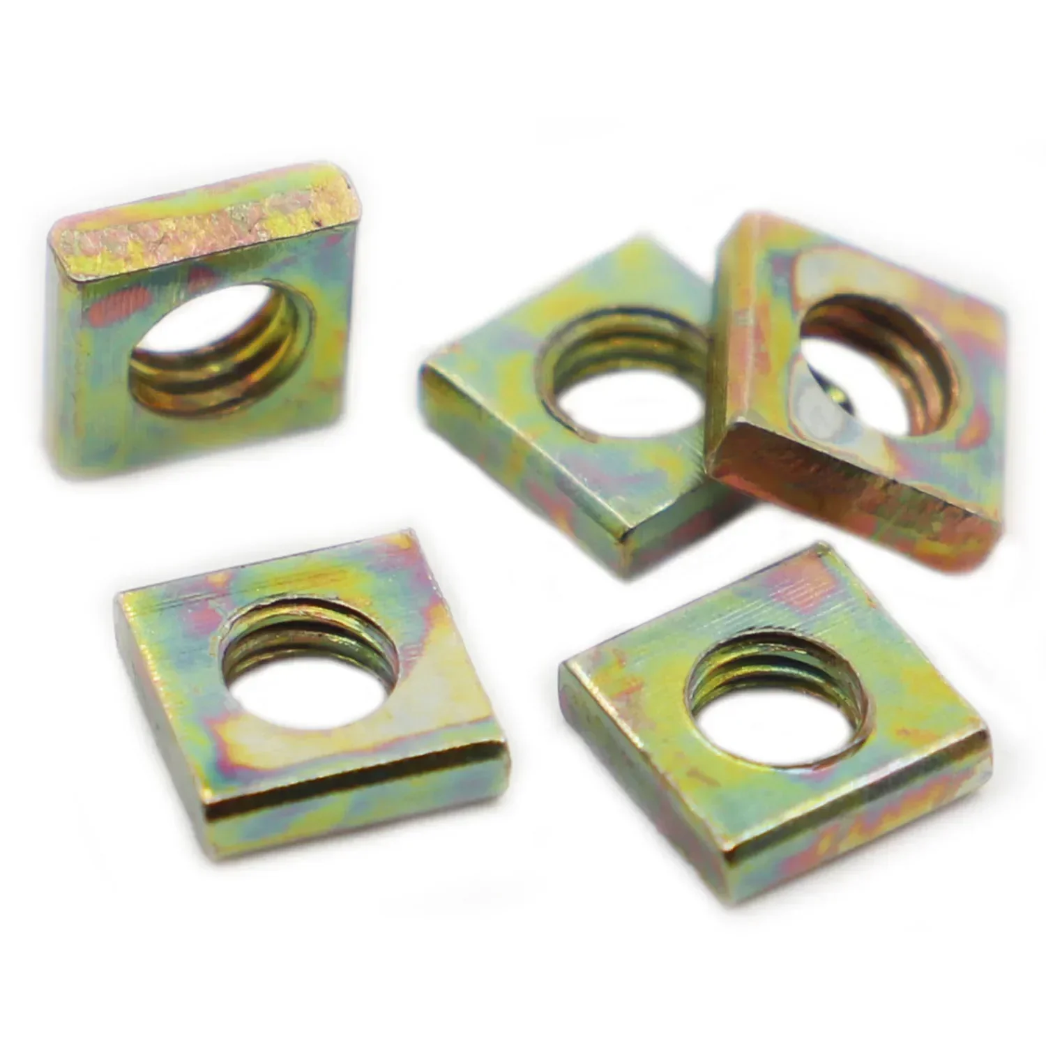 20-50pcs M3 M4 M5 M6 DIN562 Color Zinc Carbon Steel Square Nuts Without Bevel Block Square Quadrangle Galvanized Pressed Nuts