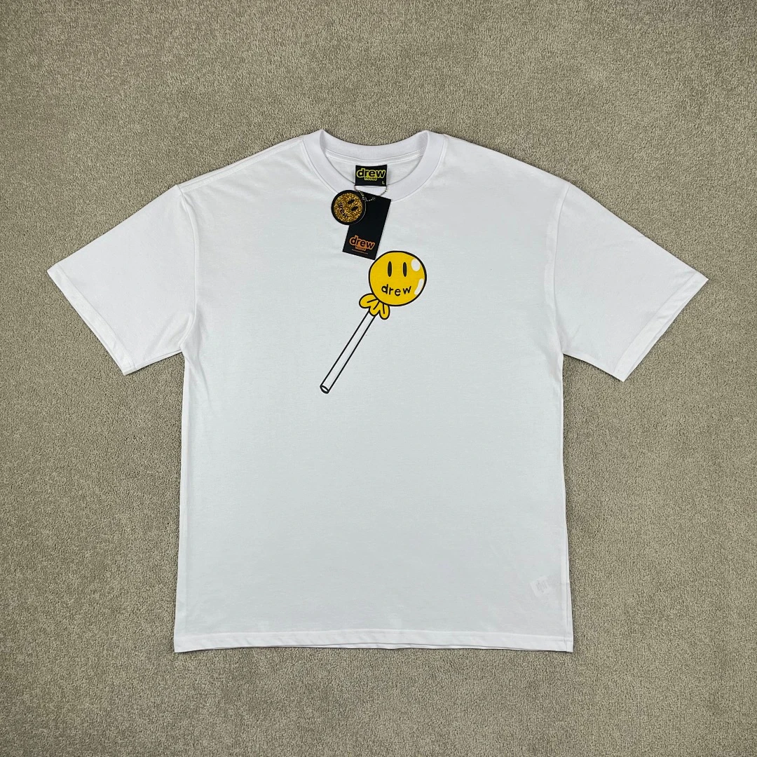 Drew House, nueva ropa para hombre, camiseta con estampado de Lollipop, camiseta holgada de manga corta con estampado para hombre y mujer, Ropa hombre
