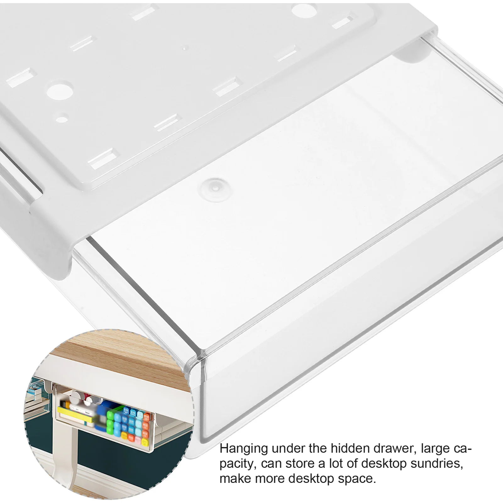 

Under Desk Organizer Large Drawer ABS PVC Acrylic Nail-Free Storage Box for Office Kitchen Study Room Desktop Space Saver