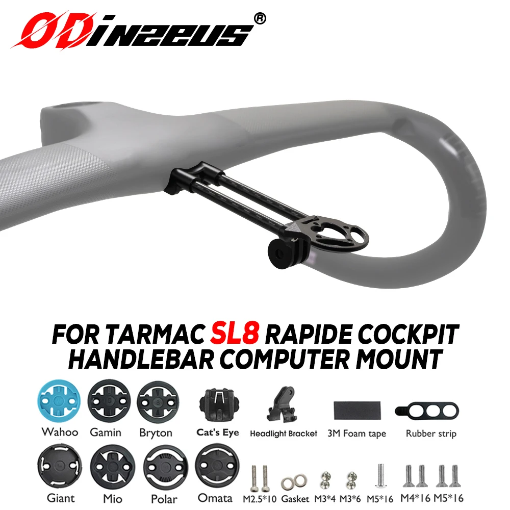 ODINZEUS Für Tarmac SL8 Rapide Cockpit-Lenker-Computerhalterung, Rennrad-Computerhalterung, kompatibel mit Garmin, Wahoo, Bryton
