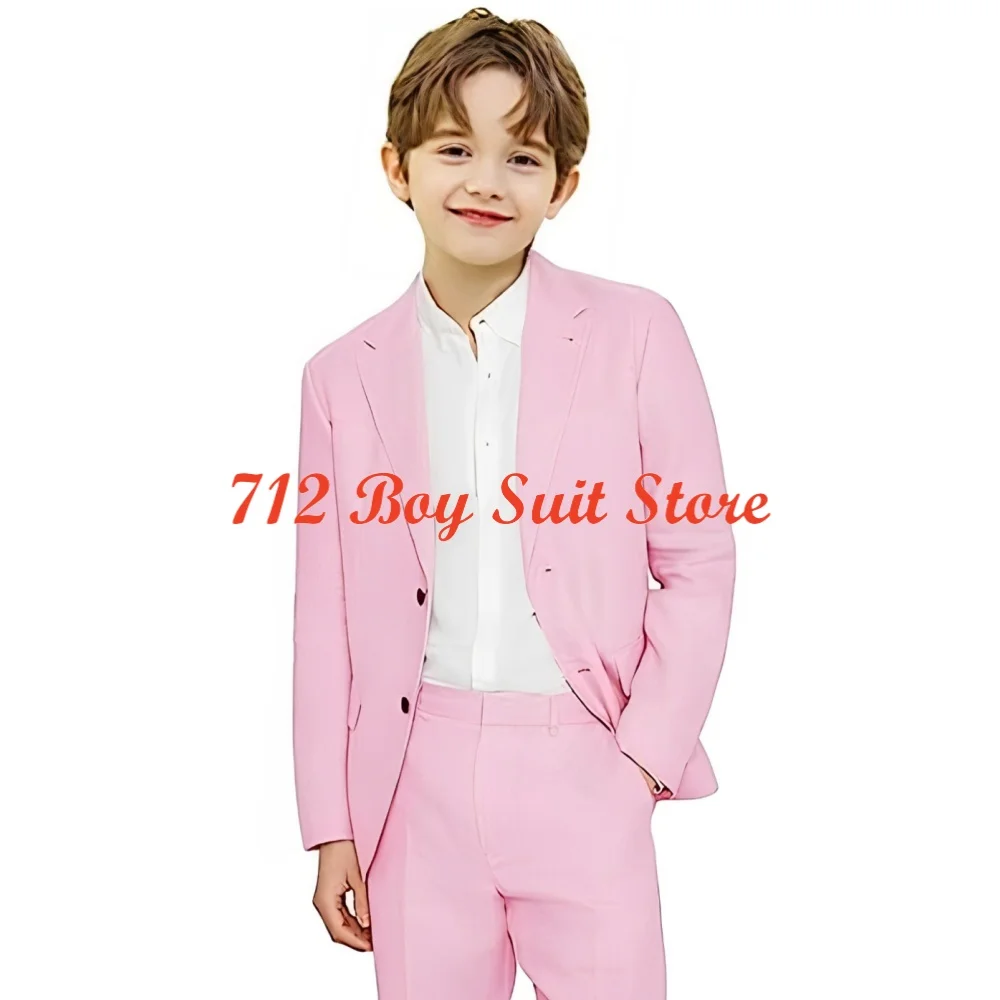 Wedding Boys Suits 2 Piece Linen Suits for Boy Slim Fit Kids Linen Jacket Blazer and Pants for Beach Wedding