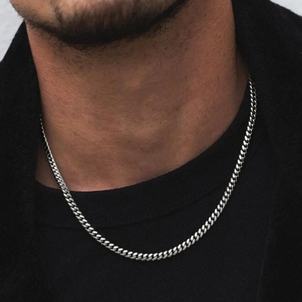 3-11mm Cuban Chain Necklaces for Men Women,Punk Stainless Steel Curb Link Chain Collar,Jewelry Gift for Dad Husband BFF Birthday