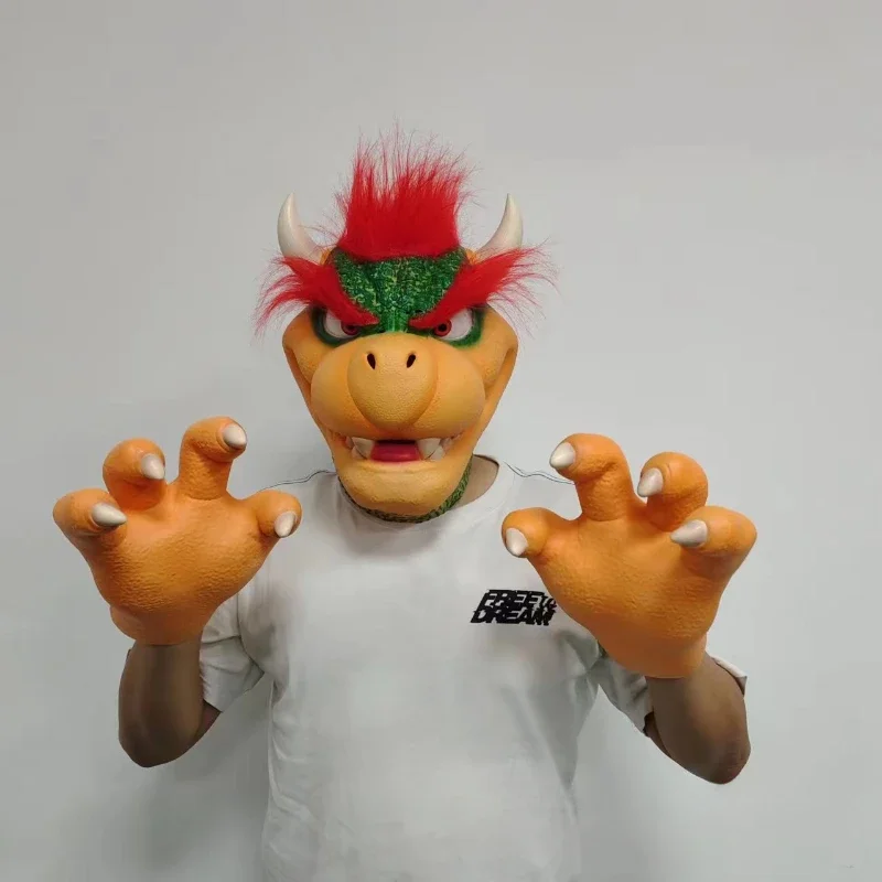 Bowser Cosplay Requisiten Latex Gesichts maske Anime Halloween Party Rollenspiel Masken Handschuhe Requisiten für Erwachsene Kostüme Zubehör Geschenke