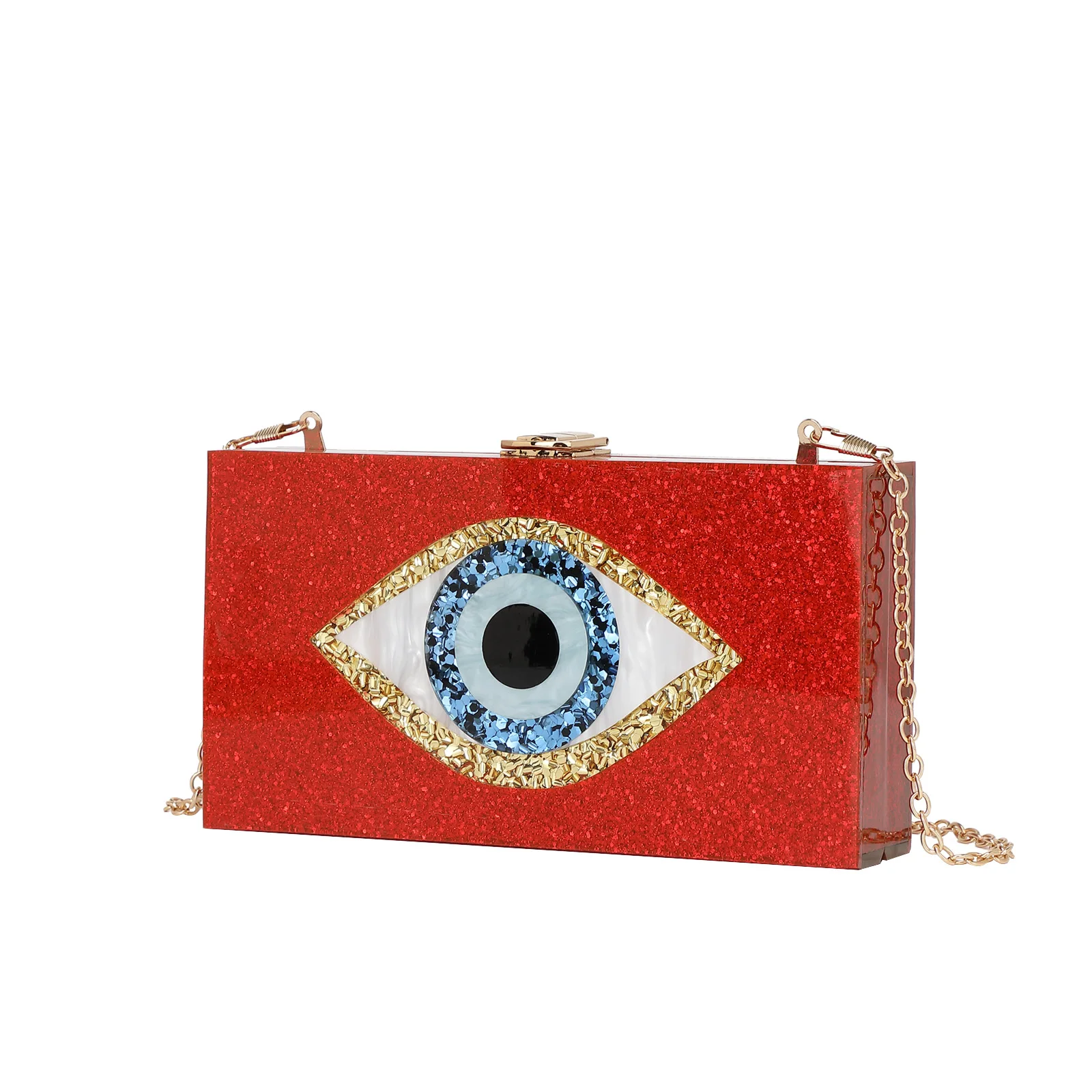 

Изящная акриловая сумка с розовыми глазами, модная популярная женская сумка-клатч с цепочкой для ужина, банкетная вечеринка, женская косметичка-органайзер