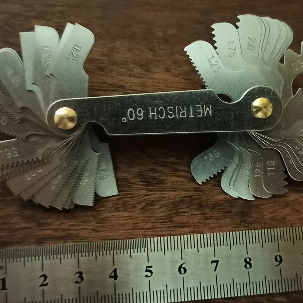 

2 Sets Thread Template Caliper Measuring Tool American Gauge Crimp Stainless Steel Pitch Checker Tool For Metalworking