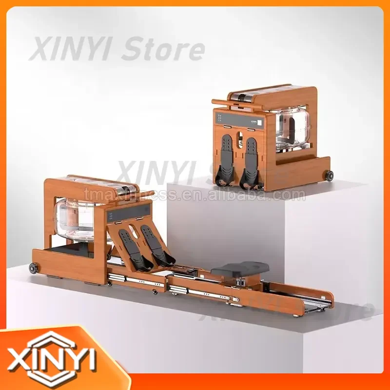 Folding Wooden Smart Rower Machine Gym Home Water Resistance Rowing Adjustable Water Rowing Machine Foldable Wood