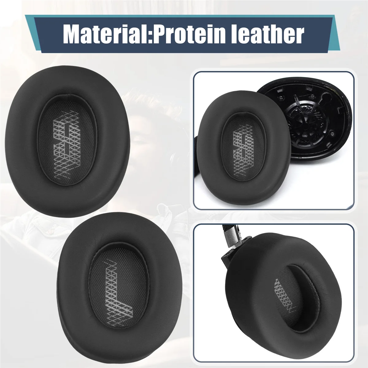 وسائد أذن بديلة من BISM لسماعات الرأس JBL E65BTNC، Duet NC، LIVE 650/660BTNC - أغطية أذن مريحة، وسائد أذن باللون الأسود