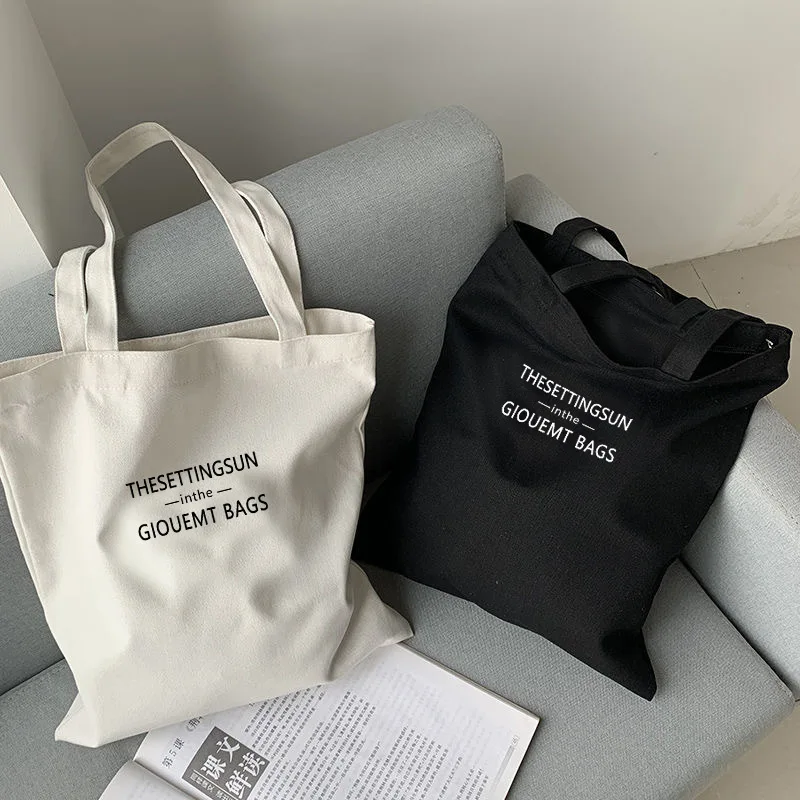 Canvas-Tasche, einfache, buchstabenförmige Umhängetasche, große Kapazität, lässige Baumwolltasche, Einkaufstasche, Computertasche, Büchertasche für Studenten – Detail 2