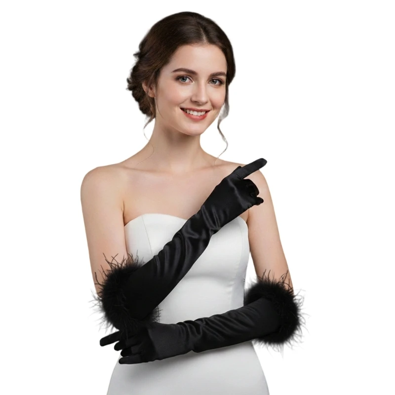 Evening Dress Gloves for Women Lady Full Finger White Gloves Proms Gloves Women Gloves 1920s Women Gloves