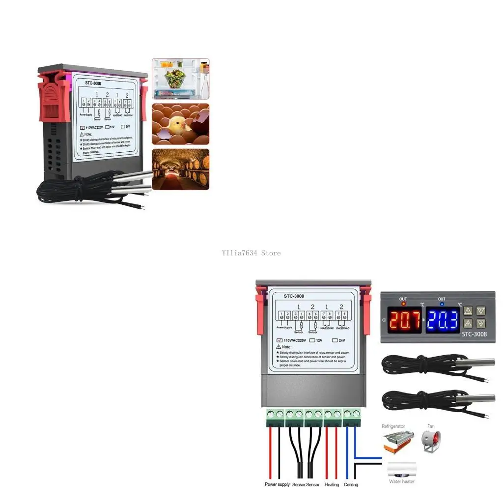 

Обычный охлаждение термостат цифровой дисплей двойной датчики Датчики Термостат контроллер Термостат 12 В/24 В/110-220 В
