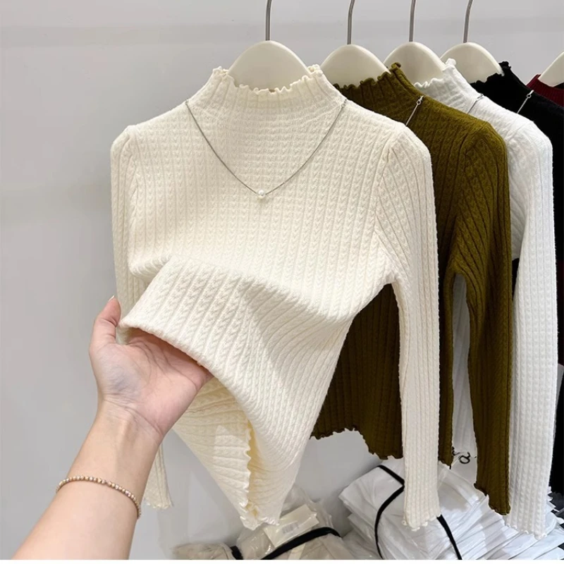 

Pullover Casaul Slim Fit Knit Top Elegant Long Sleeve Women's Sweater 2025 Autumn Winter New Women's Solid Color Turtleneck