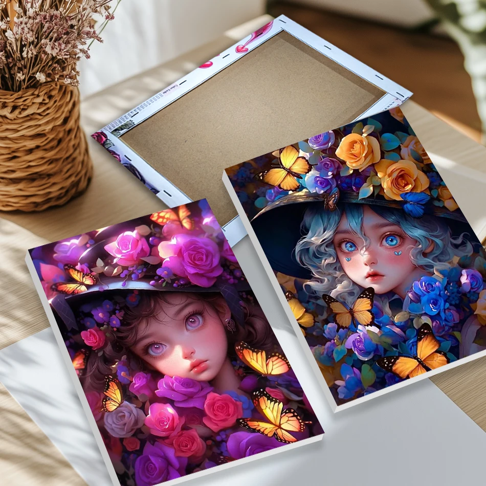 

CHENISTORY Full Square Diamond Painting With Frame 5D DIY Diamond Embroidery Flower Girl Craft Kit Mosaic Art Home Decorations