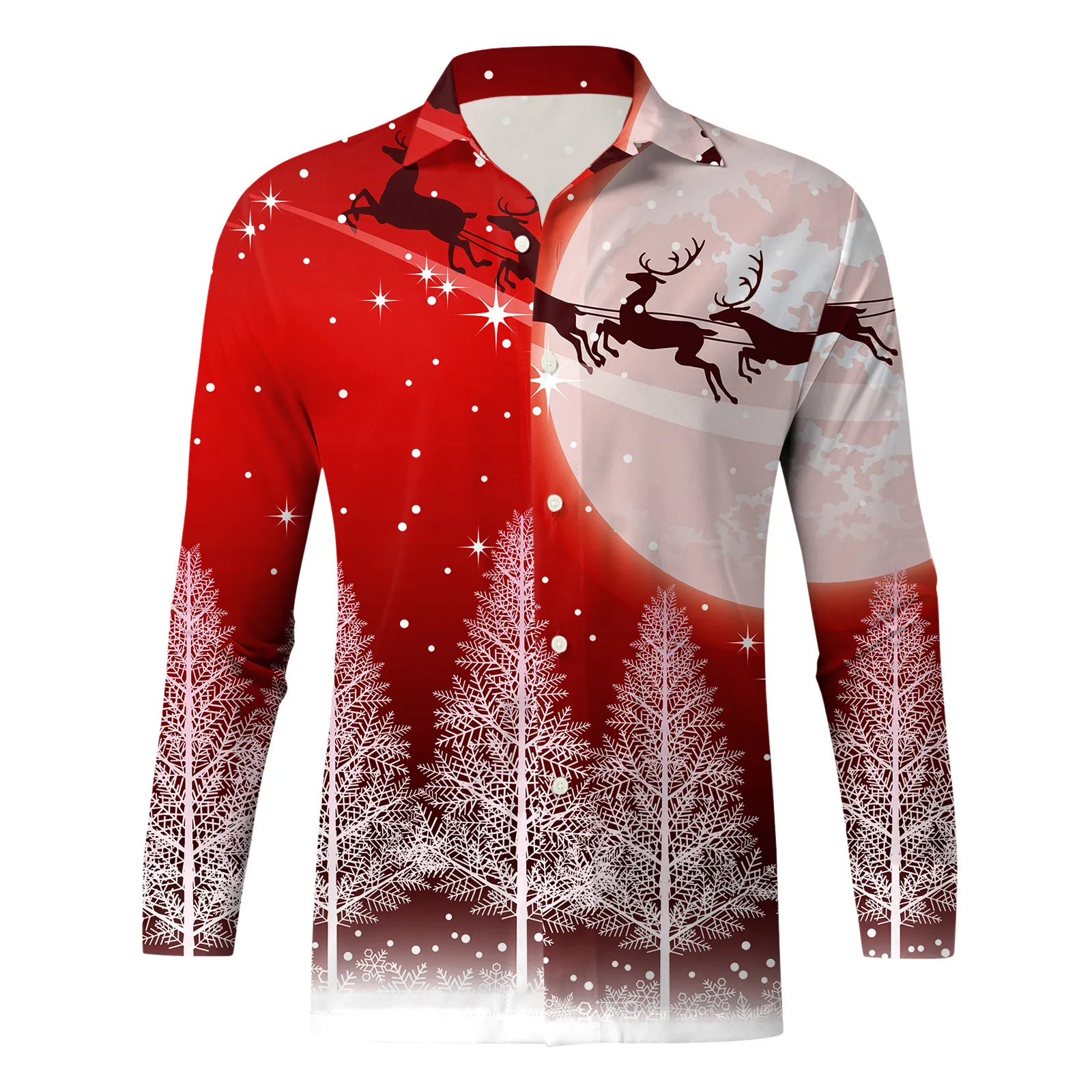 2024 New Year Party Shirt Christmas Snowman Men's Long Sleeves Shirt 3D Printed Long Sleeve Tops Casual Christmas Men's Shirt