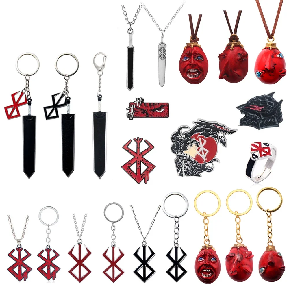 Berserk Series Jewelry Set Anime Game Necklace Sword Key Chain Bag Backpack Accessories Men Fans Friends Jewelry Gifts