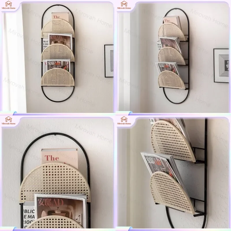 For Nordic Wall Mounted Shelf Iron Storage Rack Floating Shelves Book Magazine Newspaper Holder Home Decor Entryway Organizer