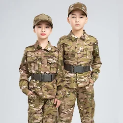 Uniforme de expansión para exteriores para niños, traje de manga larga, fino y transpirable, uniforme de entrenamiento de campamento para estudiantes escolares de verano