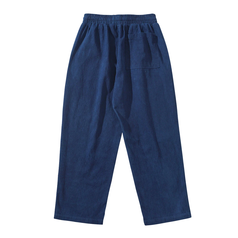 Pantaloni indaco Vintage pantaloni a gamba larga in tessuto a spina di pesce 2022 primavera autunno nuovi pantaloni Casual dritti larghi tinti blu