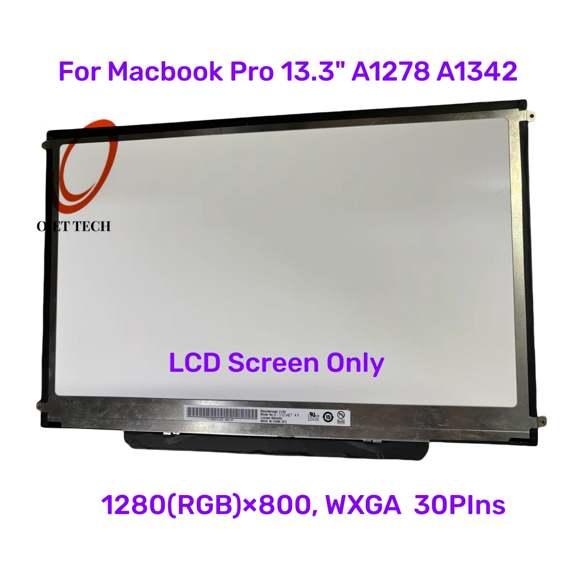 13.3 Laptop LCD Screen Display for Macbook Unibody Pro 13.3