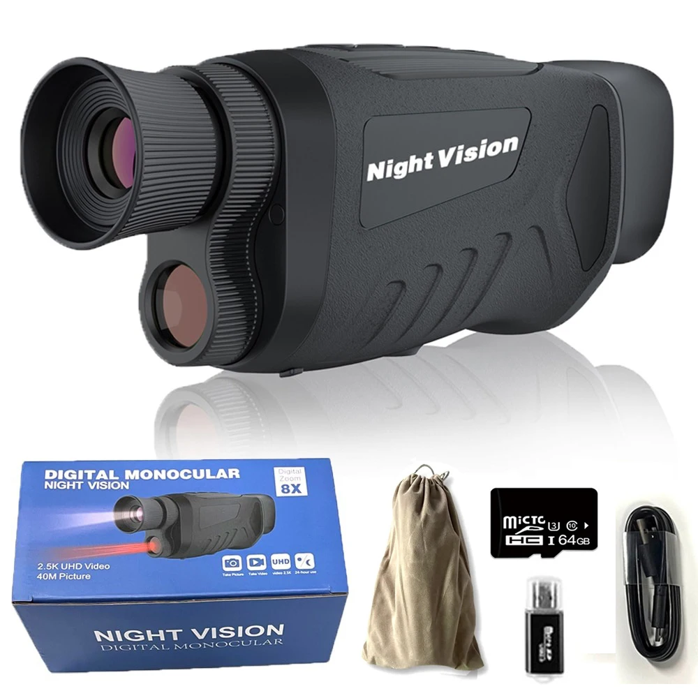 DT19 4K Monocular Night Vision 2560P HD 8X Zoom Hunting Telescope Day Night Dual-use