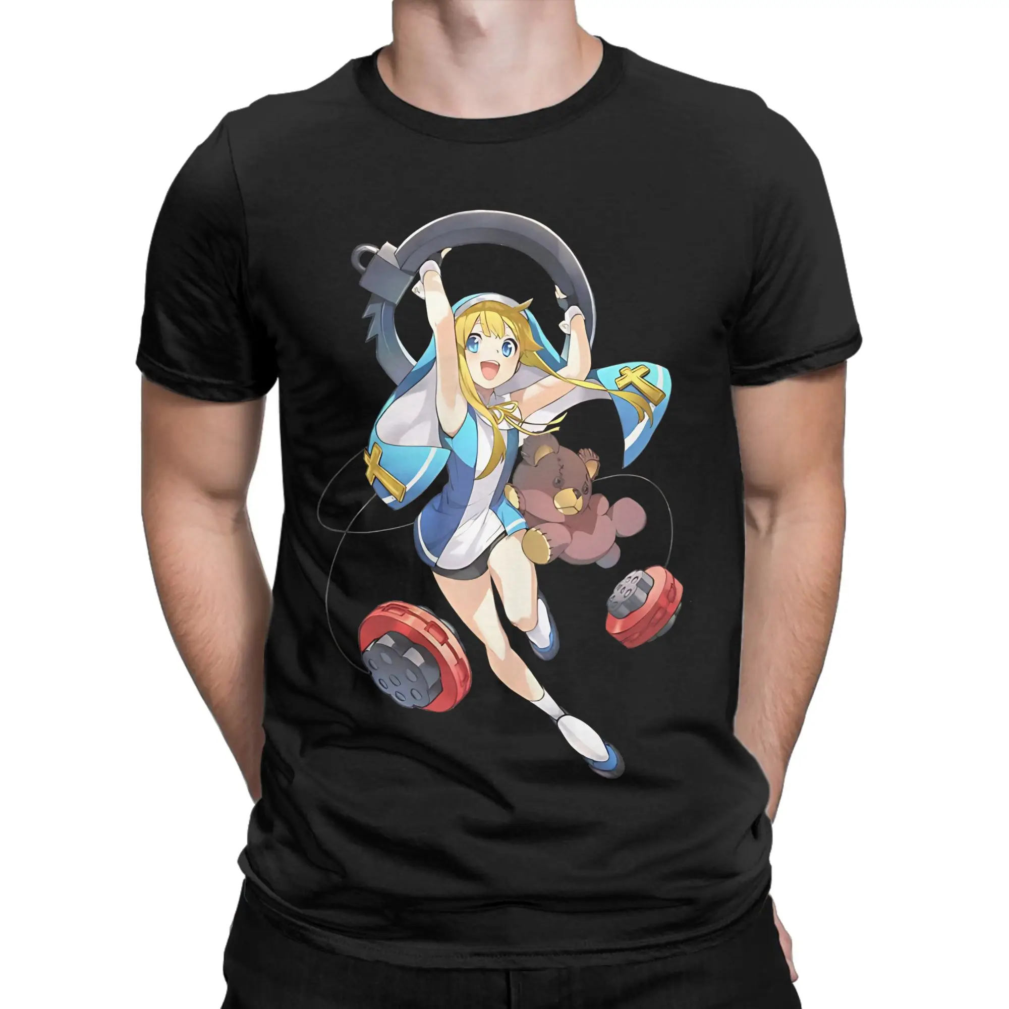 Bridget Guilty Gear Classic Funny Graphic 100% Cotton T-Shirt guilty gear bridget Tees Tops For Men