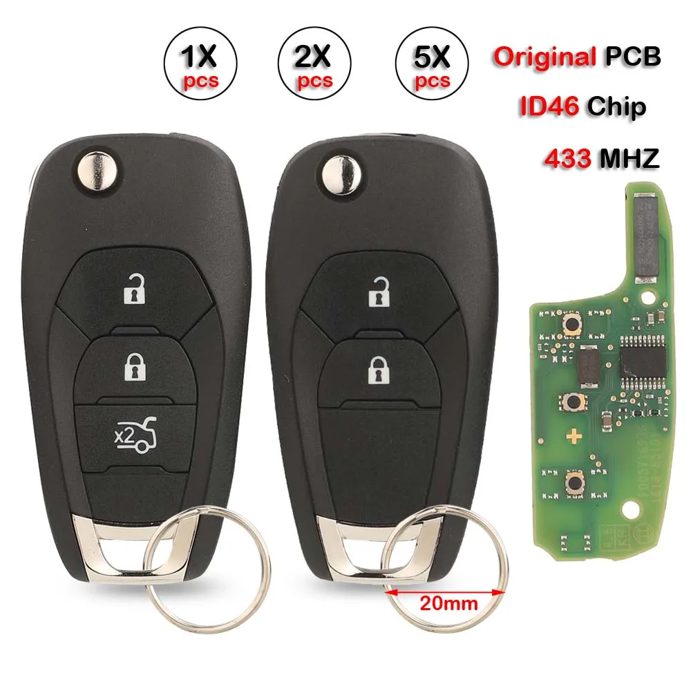 

jingyuqin Remote Car Key Fob For Chevrolet Cruze Avo XL7 XL8 Trailblazer Onix RS Tracker 433 MHZ ID46 Chip Smart control