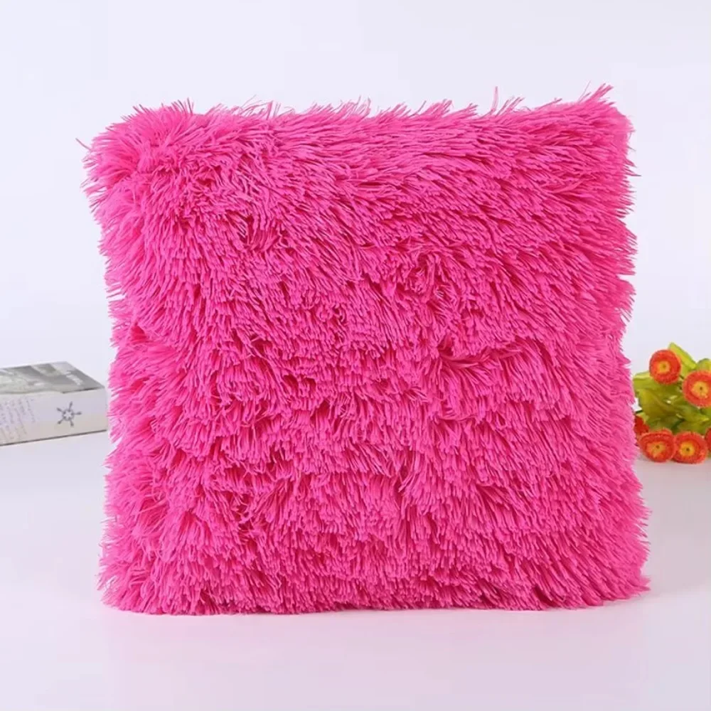 Decorative Sofa Pillow Cover Solid Soft Fluffy Cushion Cover Home Pillowcase for Living Room Bedroom Sofa Decoration