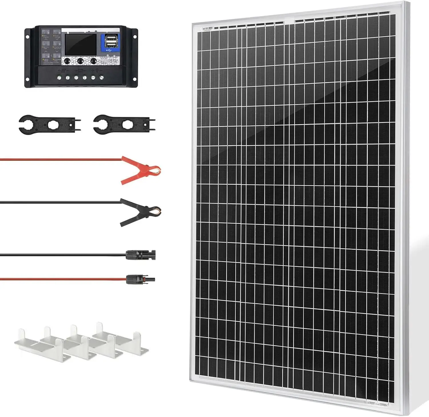 Solar Panel Kit, with 30A 12V/24V PWM Charge Controller for Outdoor RV Boat Trailer Camper Marine Off-G