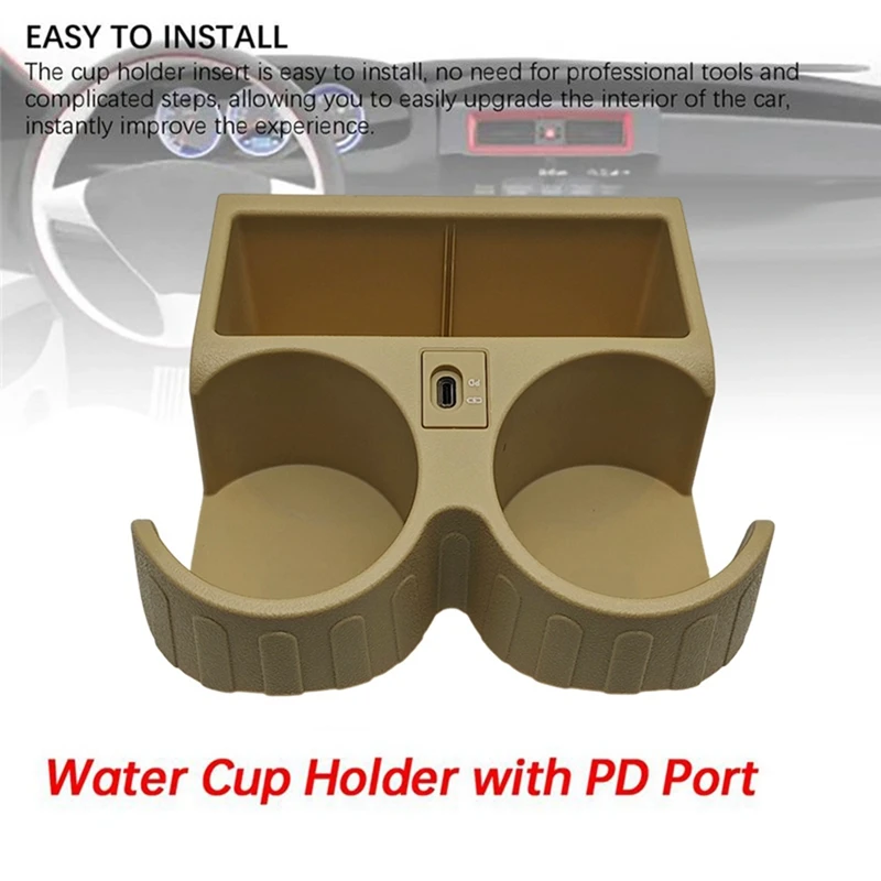 Super Sale Beige Drink Holder for Nissan Patrol Y61 1997-2016 FYE727068 FYE727069 Water Cup Holder with PD Port Type C Connector