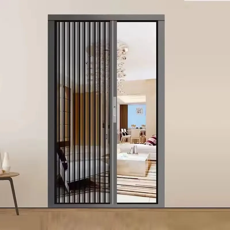 Aluminum Alloy High Transparent Folding Screen Door Diamond Mesh Anti-Theft Lock Pet Proof Anti-Cat Dog Mouse