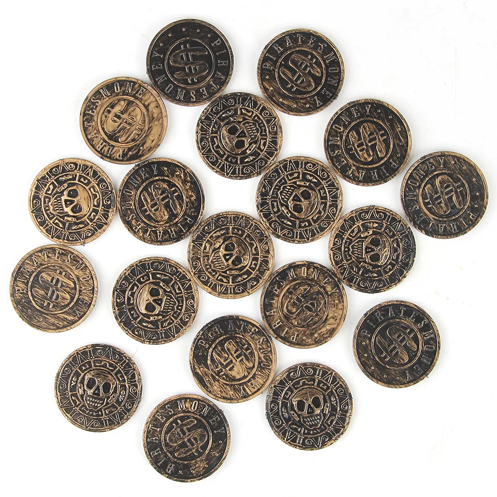 10/30/60pcs Retro Plastic Pirate Coin Halloween Decoration Fake Treasure Party Gift Kids Favor Birthday Toys Kids Party Supplies