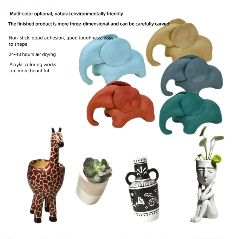 250-1000G Pottery Clay DIY Handmade Bake-Free Air-Drying Shaping Vacuum Packed Clay Making Vase Sculpture Soil Ceramic-Doll Clay