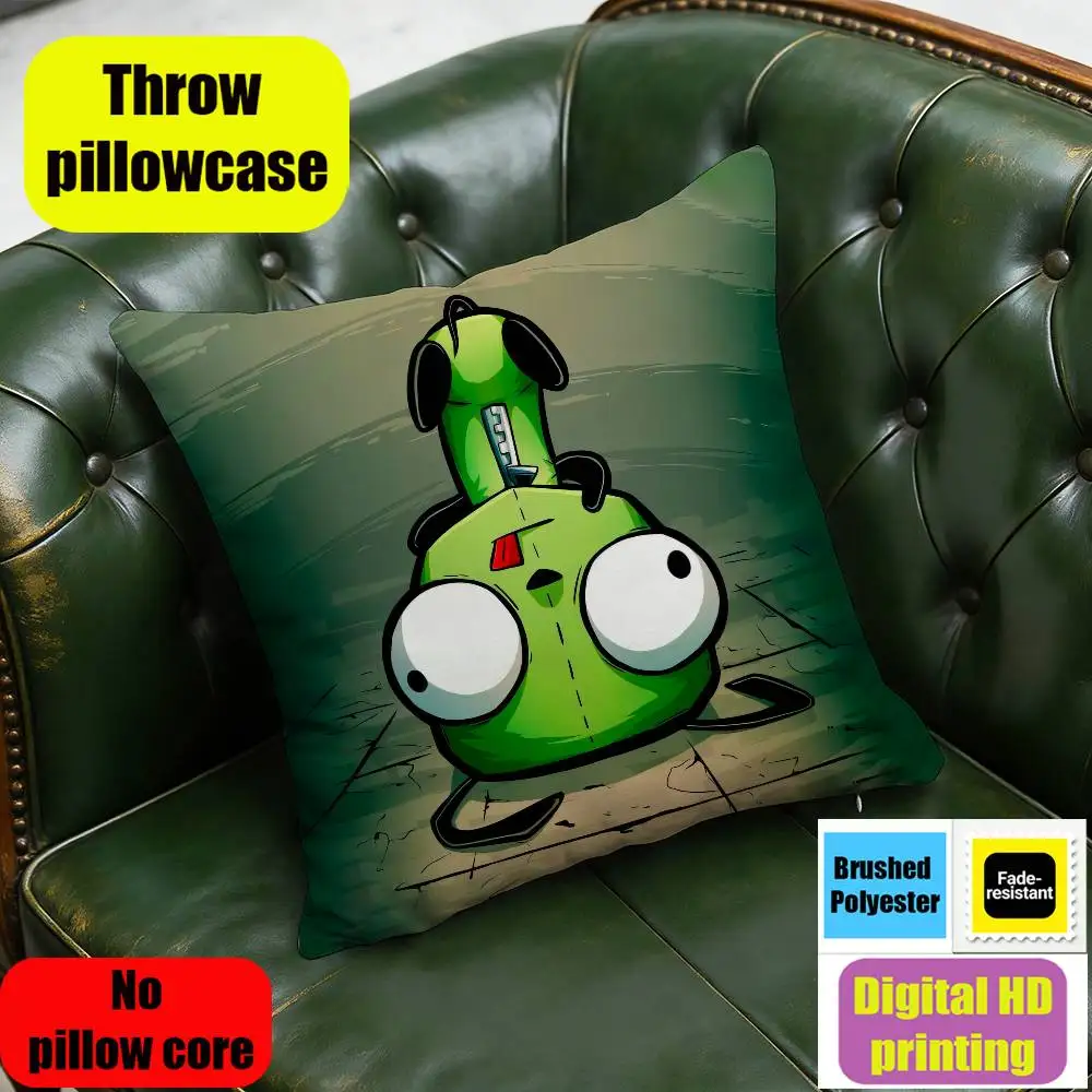 For 45x45cm DIY Square Pillowcase Square Office Cushion Cover Carton I-Invader Zim Throw Pillow Case