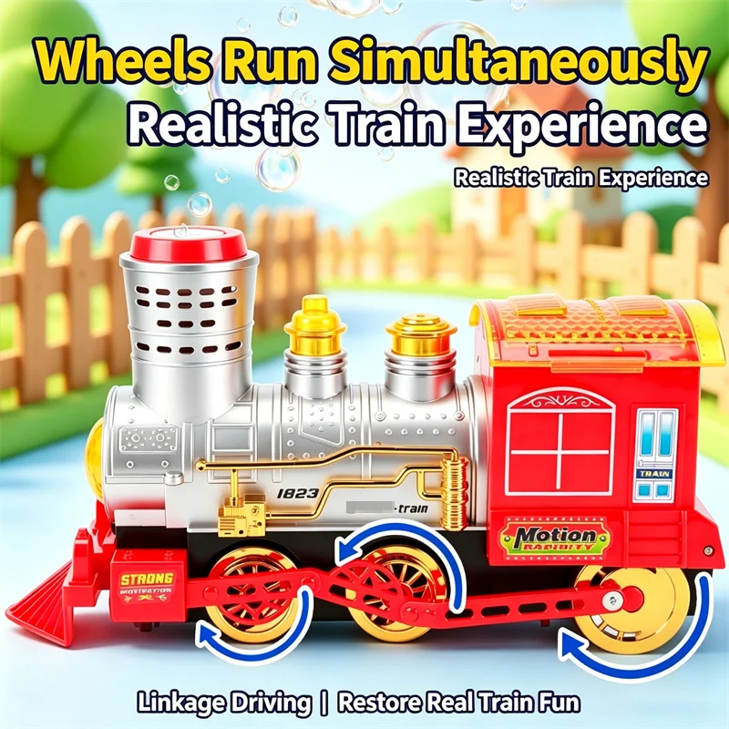 Retro Remote Control Train Automatic Blowing Bubbles Toy Children's RC Trains Locomotive Model with Light Music Christmas Gifts