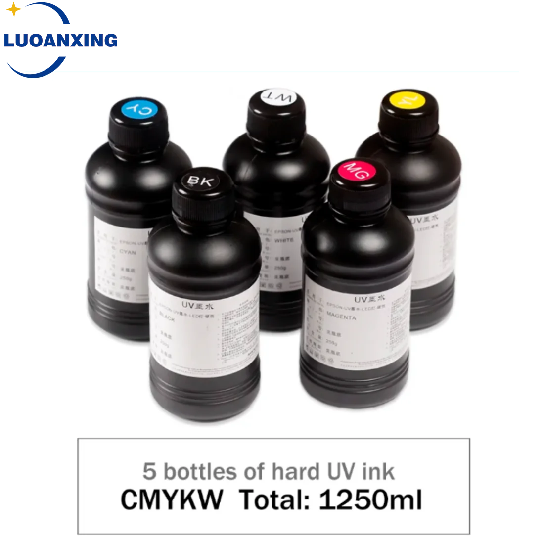 

ANXING 5 bottles 1 set kit 1250ML UV Ink for flatbed printer Used in EPSON DX5 DX7 DX11 TX800 XP600 L1800 L805 R1390 Printhead