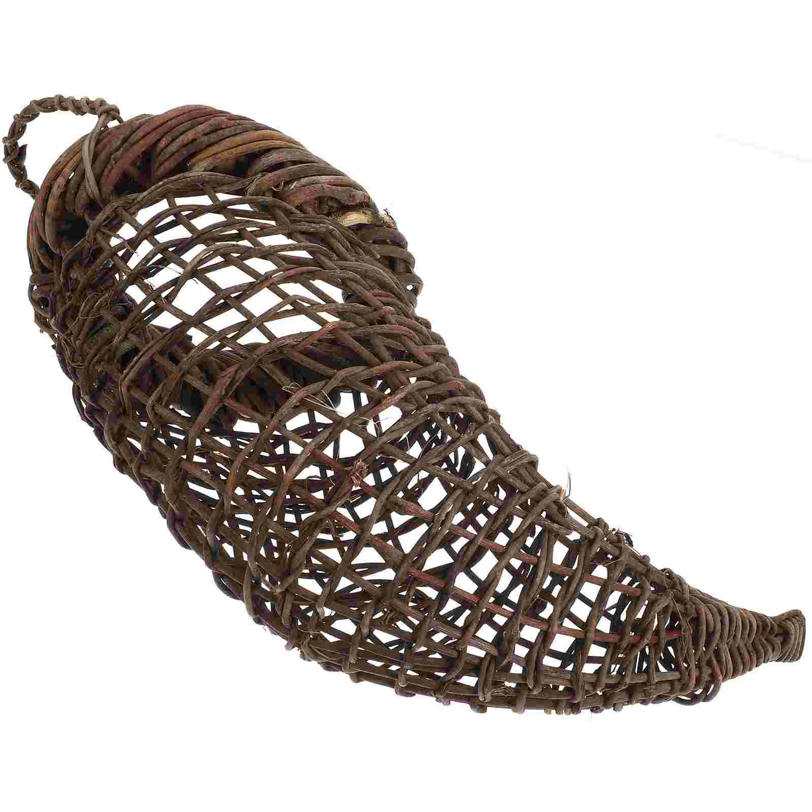 

Handwoven Horn Basket Small Hanging Treasure Bowl Outdoor Wall Decor Baskets for Plants Pp